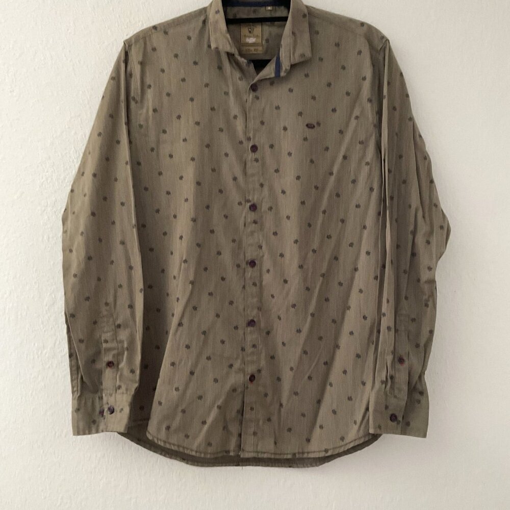 MASSIMO DUTTI OLIVE BUTTON DOWN LONG SLEEVE SLIM FIT SHIRT